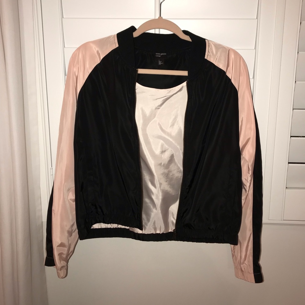 Black and pink bomber jacket